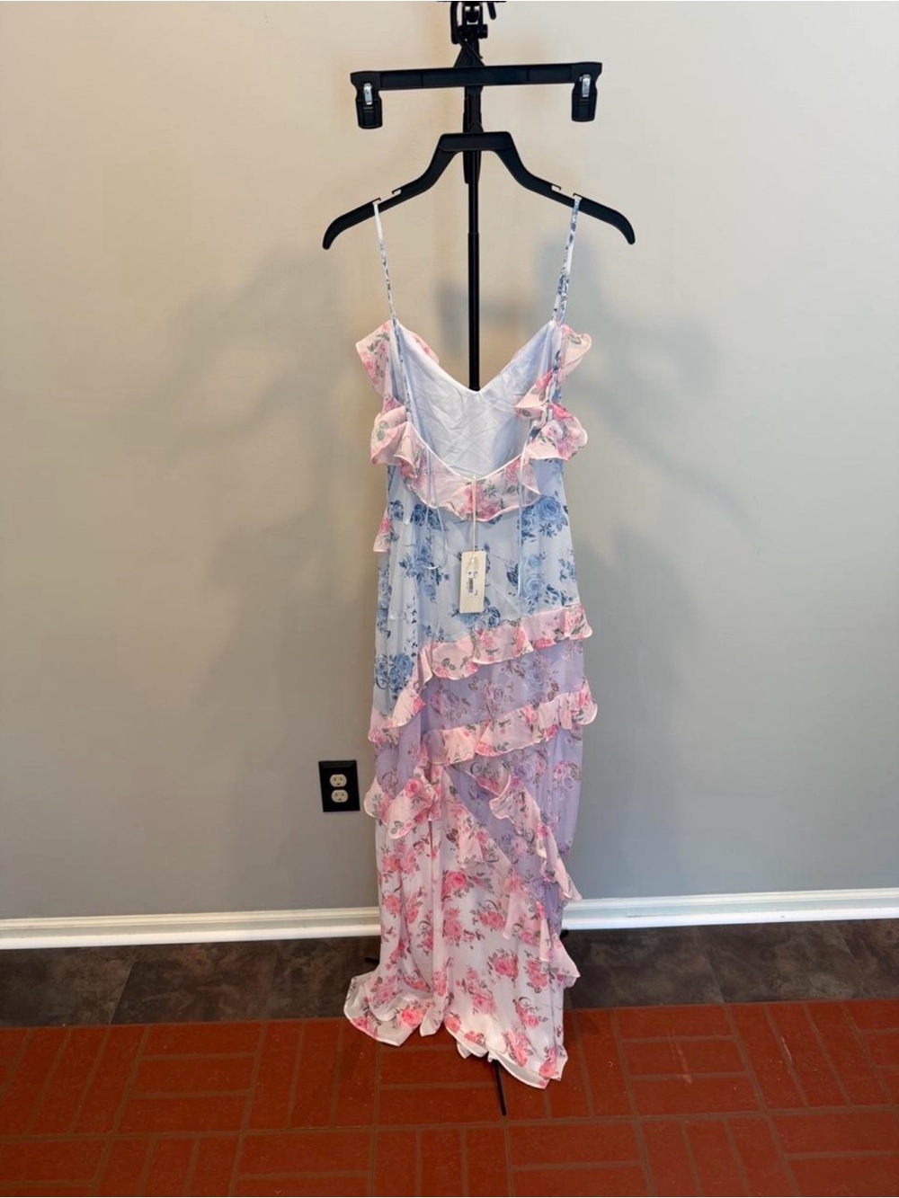 Altar'd State Pink & Blue Floral Ruffled Maxi Dress - Picture 5 of 6